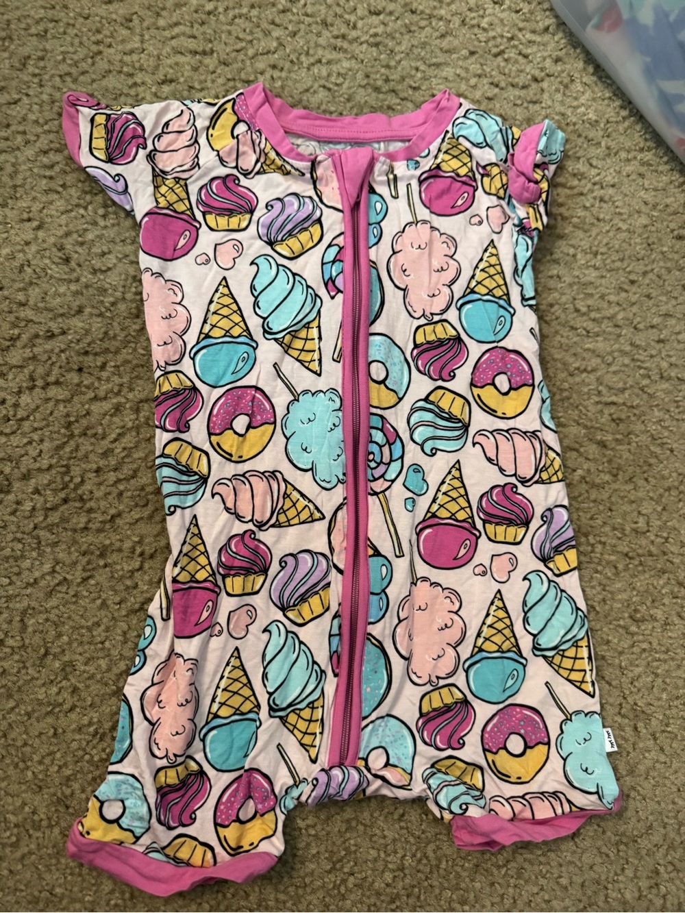 Little Sleepies Pink Ice Cream & Donut Print One-Piece Bodysuit